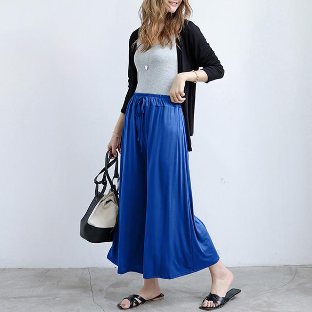 ワイドパンツ ガウチョパンツ スカーチョ ゆったり パンツ ウエストゴム 送料無料 即日発送-9