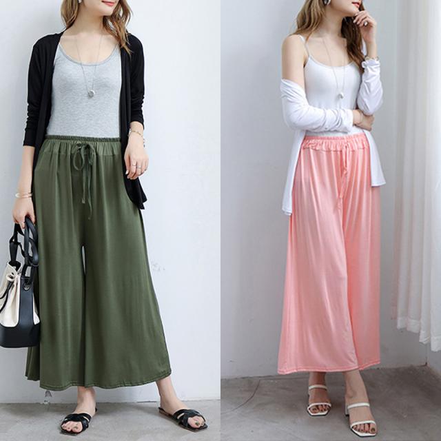 ワイドパンツ ガウチョパンツ スカーチョ ゆったり パンツ ウエストゴム 送料無料 即日発送-8