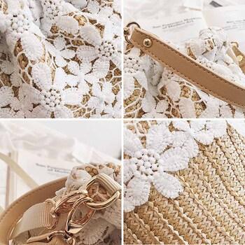 ショルダーバッグ トートバッグ かごバッグ レース ショルダーバッグ レディース 斜めがけ 巾着 2way トートバッグ 送料無料 即日発送-9