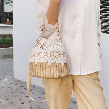 ショルダーバッグ トートバッグ かごバッグ レース ショルダーバッグ レディース 斜めがけ 巾着 2way トートバッグ 送料無料 即日発送-3