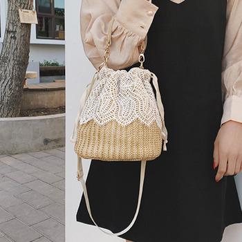 ショルダーバッグ トートバッグ かごバッグ レース ショルダーバッグ レディース 斜めがけ 巾着 2way トートバッグ 送料無料 即日発送-6