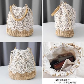 ショルダーバッグ トートバッグ かごバッグ レース ショルダーバッグ レディース 斜めがけ 巾着 2way トートバッグ 送料無料 即日発送-7