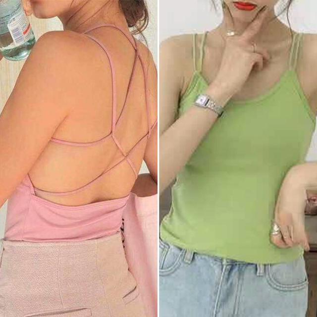 背中あき キャミソール パッド付き バックオープン バッククロス キャミソール 送料無料 即日発送-8