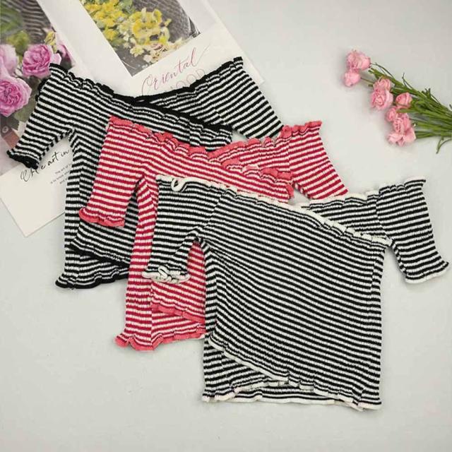 サマーニット オフショルダー 肩だし トップス オフショル フリル 春夏 送料無料 即日発送-2