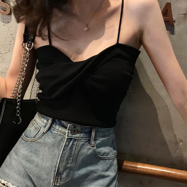 キャミソール ビスチェ オフショルダー サマーニット 無地 レディース トップス 送料無料 即日発送-4