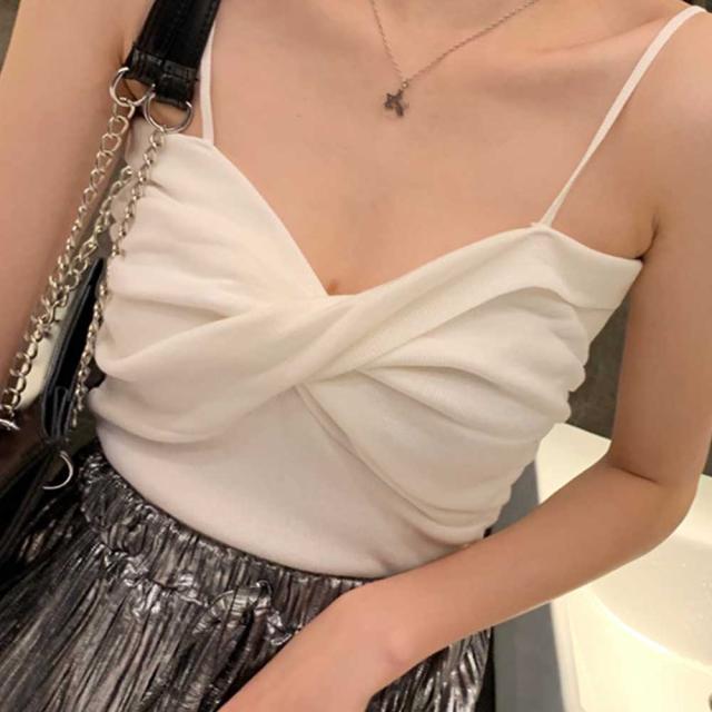 キャミソール ビスチェ オフショルダー サマーニット 無地 レディース トップス 送料無料 即日発送-6