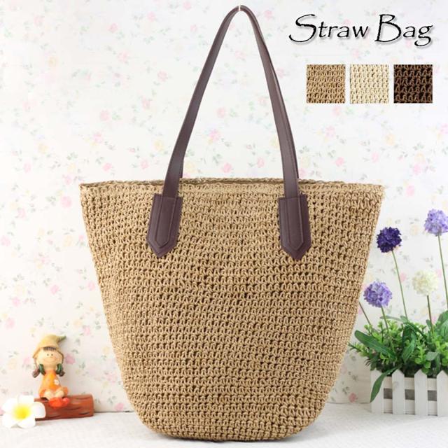 トートバッグ かごバッグ レディース トートバッグ a4 ストローバッグ 夏 リゾート バッグ 送料無料 即日発送-3