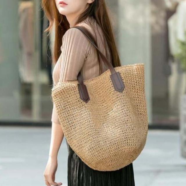 トートバッグ かごバッグ レディース トートバッグ a4 ストローバッグ 夏 リゾート バッグ 送料無料 即日発送-5