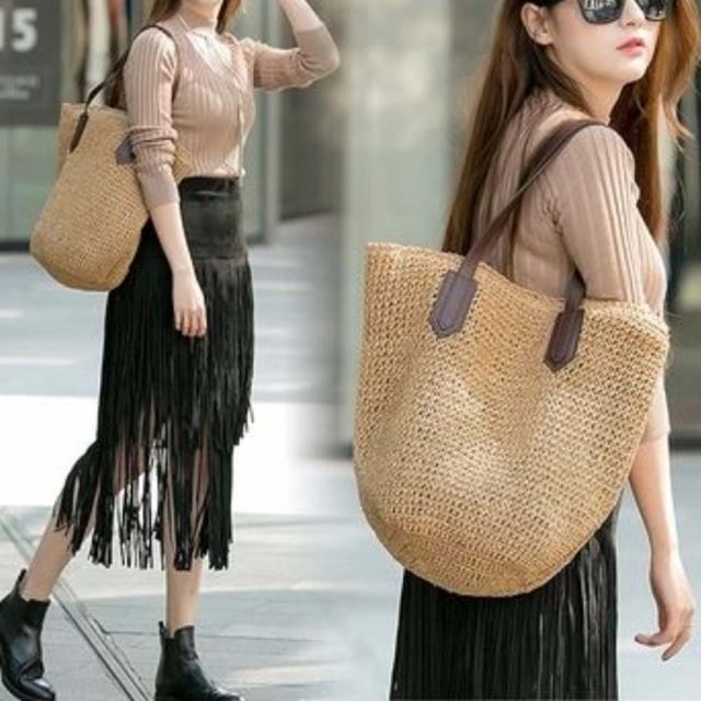 トートバッグ かごバッグ レディース トートバッグ a4 ストローバッグ 夏 リゾート バッグ 送料無料 即日発送-7