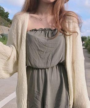 ニット カーディガン レディース 薄手 秋 カーディガン ゆったり 薄い ボリューム 袖 送料無料 即日発送-4