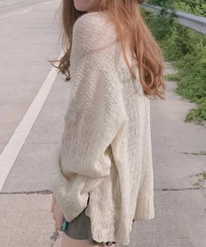 ニット カーディガン レディース 薄手 秋 カーディガン ゆったり 薄い ボリューム 袖 送料無料 即日発送-5