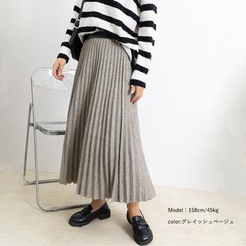 プリーツスカート レディース ウエストゴム ミディアム丈スカート ラメ入り aラインスカート 送料無料 即日発送-9