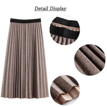 プリーツスカート レディース ウエストゴム ミディアム丈スカート ラメ入り aラインスカート 送料無料 即日発送-2