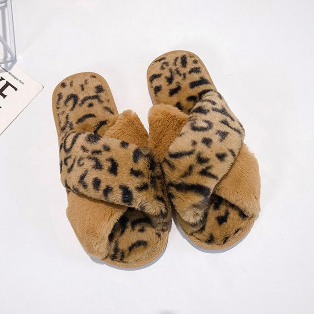サンダル ファーサンダル レディース レオパード柄 ファースリッパ あったか 滑り止め フラットサンダル 送料無料 即日発送-8