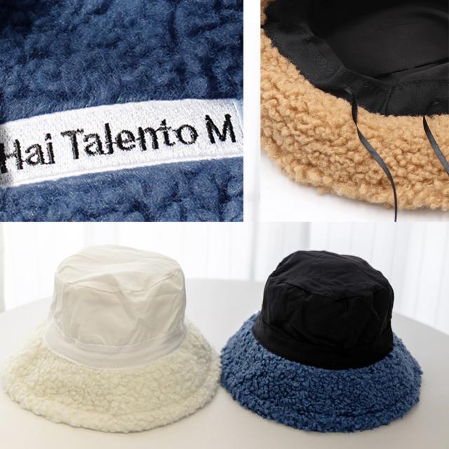バケットハット レディース 刺しゅう 秋冬 ボアハット 暖かい トレンド ボア帽子 送料無料 即日発送-3