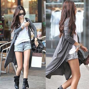 薄手 カーディガン レディース ロングカーディガン 春夏 長袖 カットソー ロング丈 羽織 送料無料 即日発送-5