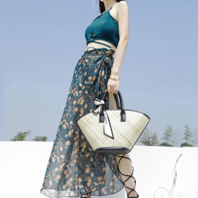 ビキニ レディース パレオ付き3点セット水着 ハイウエスト ショートパンツ リゾート 送料無料 即日発送-7