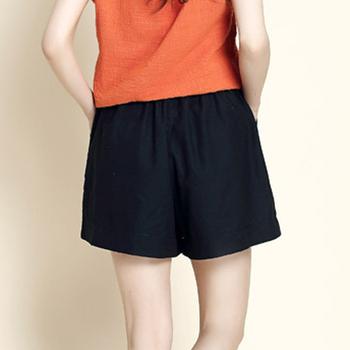 リネン ショートパンツ レディース キュロットパンツ ゆったり ウエストゴム ショーパン 送料無料 即日発送-5