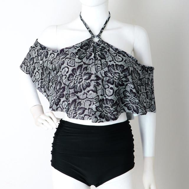 ホルターネック ビキニ レディース セクシー フレア 水着 花柄 ビキニ 2点セット 送料無料 即日発送-9