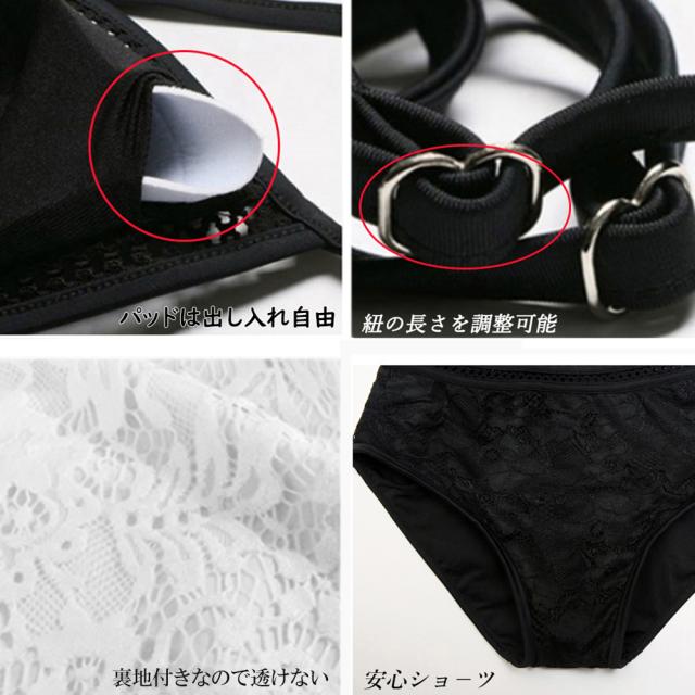 ワンピース モノキニ 水着 体型カバー ワンピース 花柄レース 透かし 水着 レディース ビキニ セクシー 送料無料 即日発送-4