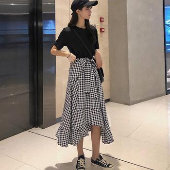 ワンピース 切り替えワンピース 春夏 レディース ギンガムチェック ドッキングワンピ ロング丈 送料無料 即日発送-4