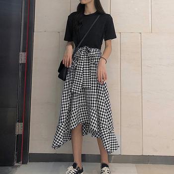 ワンピース 切り替えワンピース 春夏 レディース ギンガムチェック ドッキングワンピ ロング丈 送料無料 即日発送-5