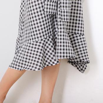 ワンピース 切り替えワンピース 春夏 レディース ギンガムチェック ドッキングワンピ ロング丈 送料無料 即日発送-8