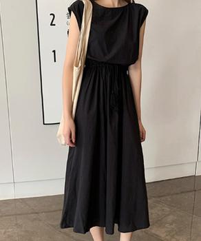 ワンピース リネンワンピース レディース ウエストゴム チェック柄 ロングワンピース ウエストシャーリング 送料無料 即日発送-2