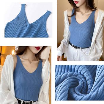 タンクトップ Vネック サマーニット ノースリーブ ニットキャミソール レディース シンプル 送料無料 即日発送-2