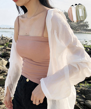 カーディガン 春夏 レディース シフォンブラウス 長袖 ロング丈トップス 体型カバー羽織り 送料無料 即日発送-0