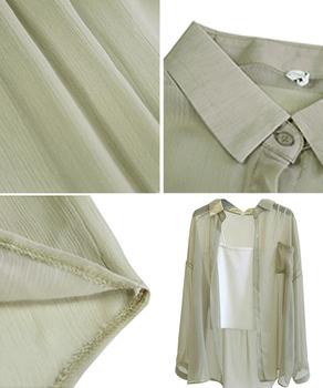 カーディガン 春夏 レディース シフォンブラウス 長袖 ロング丈トップス 体型カバー羽織り 送料無料 即日発送-9