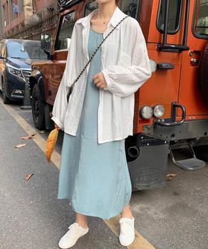 カーディガン 春夏 レディース シフォンブラウス 長袖 ロング丈トップス 体型カバー羽織り 送料無料 即日発送-2