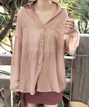 カーディガン 春夏 レディース シフォンブラウス 長袖 ロング丈トップス 体型カバー羽織り 送料無料 即日発送-4