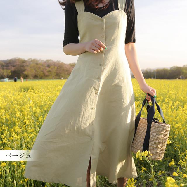 ワンピース サロペット ワンピース レディース オールインワン ジャンパースカート バックリボン 送料無料 即日発送-1