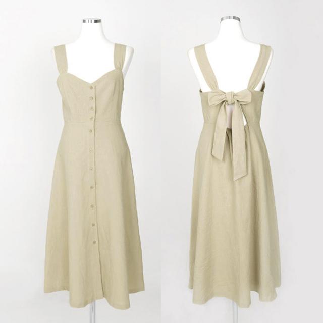 ワンピース サロペット ワンピース レディース オールインワン ジャンパースカート バックリボン 送料無料 即日発送-2