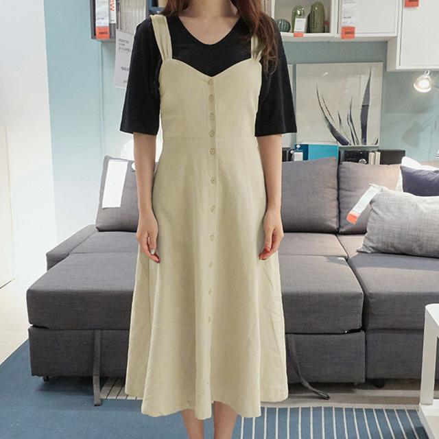 ワンピース サロペット ワンピース レディース オールインワン ジャンパースカート バックリボン 送料無料 即日発送-3