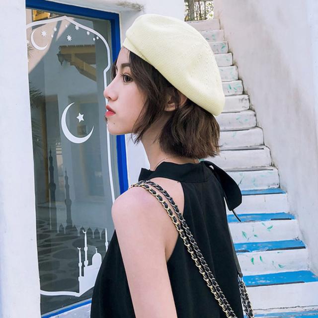 ベレー帽 夏 レディース 麦わら帽子 レトロ ストローハット おしゃれ ペーパーハット可愛い 送料無料 即日発送-5