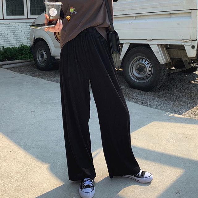 プリーツパンツ レディース ワイドパンツ ハイウエスト ストレートパンツ 着やせ ロングパンツ 送料無料 即日発送-3