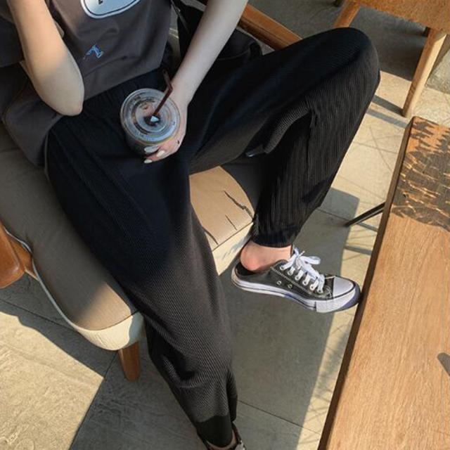 プリーツパンツ レディース ワイドパンツ ハイウエスト ストレートパンツ 着やせ ロングパンツ 送料無料 即日発送-4