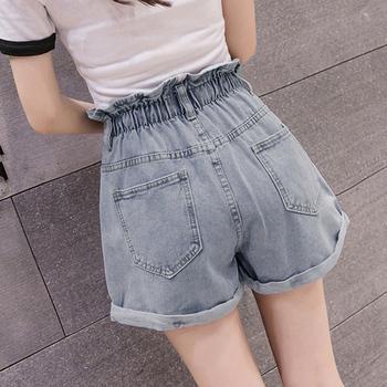 デニムパンツ レディース ハイウエスト ショーパン ロールアップ ワイドショートパンツ 送料無料 即日発送-4