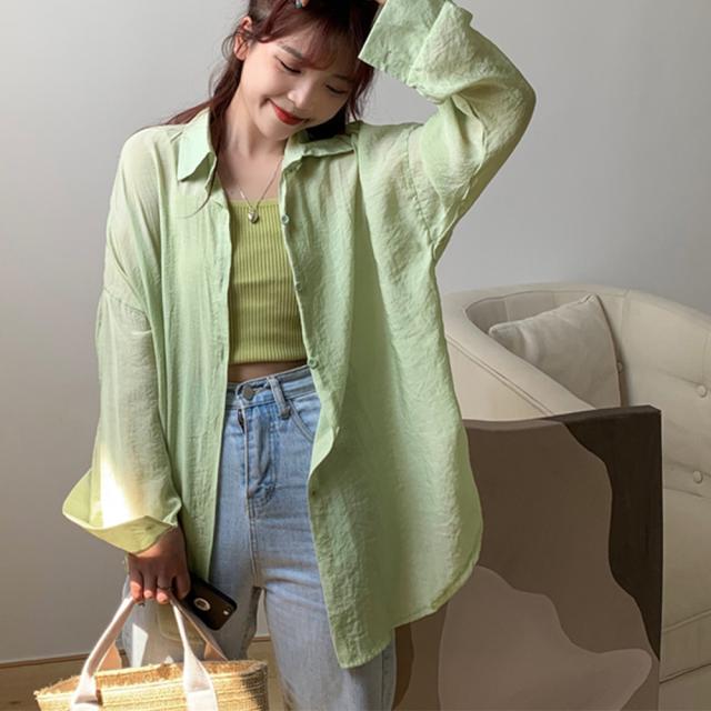 ロングカーディガン 春夏 レディース 長袖 トップス イレギュラーヘム シャツブラウス 透け感 送料無料 即日発送-7