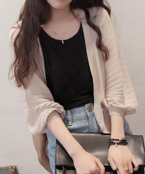 薄手 カーディガン レディース ドルマン 透け感 羽織 リブ ゆったり ボリューム袖 トップス 送料無料 即日発送-5