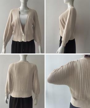 薄手 カーディガン レディース ドルマン 透け感 羽織 リブ ゆったり ボリューム袖 トップス 送料無料 即日発送-7