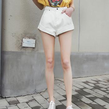 デニム ショートパンツ レディース 裾ロールアップ ホットパンツ ウエストゴム カジュアル 送料無料 即日発送-9