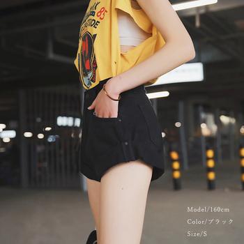 デニム ショートパンツ レディース 裾ロールアップ ホットパンツ ウエストゴム カジュアル 送料無料 即日発送-4
