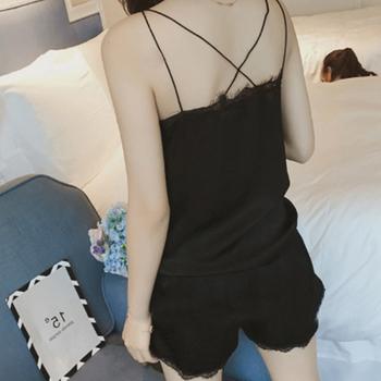 ルームウエア セットアップ レディース レース パジャマ ゆったり 部屋着 無地 薄手 送料無料 即日発送-4