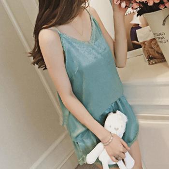 ルームウエア セットアップ レディース レース パジャマ ゆったり 部屋着 無地 薄手 送料無料 即日発送-7