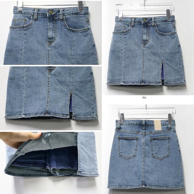 ミニ丈 キュロットスカート レディース デニム スリット入り ショート丈 スカート 送料無料 即日発送-2