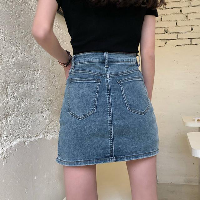 ミニ丈 キュロットスカート レディース デニム スリット入り ショート丈 スカート 送料無料 即日発送-6
