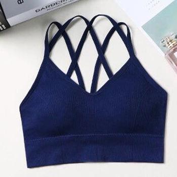 ブラ カップ入り ブラキャミ レディース バックレースアップ Vネック ヨガ キャミソール 送料無料 即日発送-9